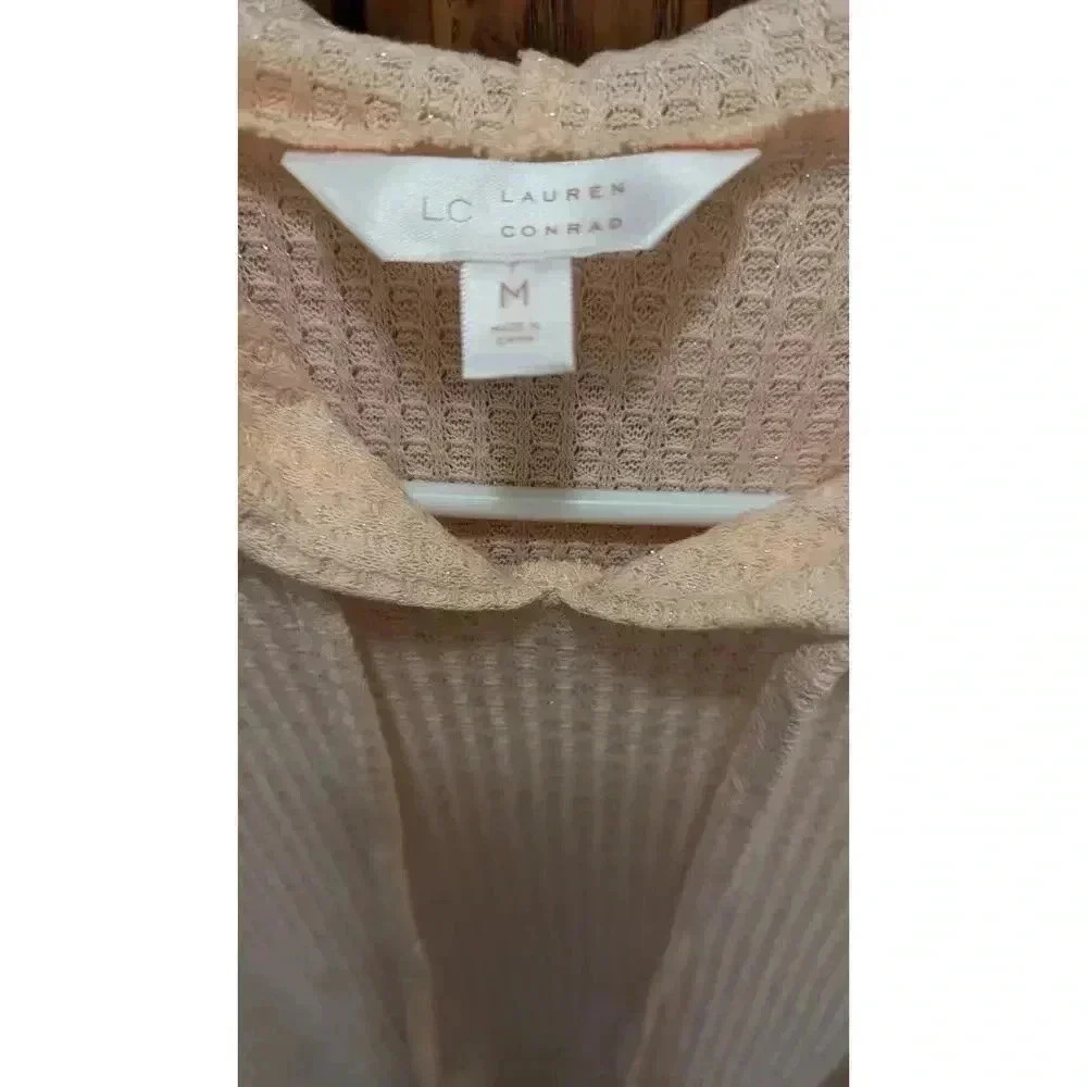 Women's waffle knit cream hoodie by Lauren Conrad size M - Picture 2 of 6